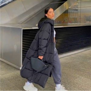 Zara water repellant longline puffer coat worn twice! So cute!